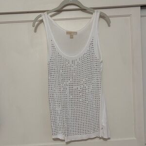 Michael Kors White Tank Top with Silver Sequins. Size S